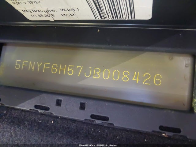 Продажа на аукционе авто 2018 Honda Pilot Ex-l, vin: 5FNYF6H57JB008426, номер лота: 46292004