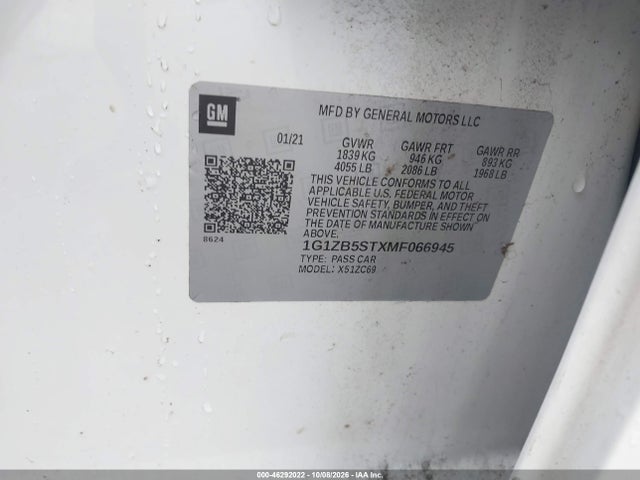 Aukcja sprzedaży 2021 Chevrolet Malibu Fwd Ls, vin: 1G1ZB5STXMF066945, numer aukcji: 46292022