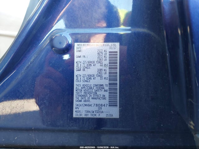 Aukcja sprzedaży 2017 Nissan Rogue Sl, vin: 5N1AT2MV6HC780847, numer aukcji: 46292069