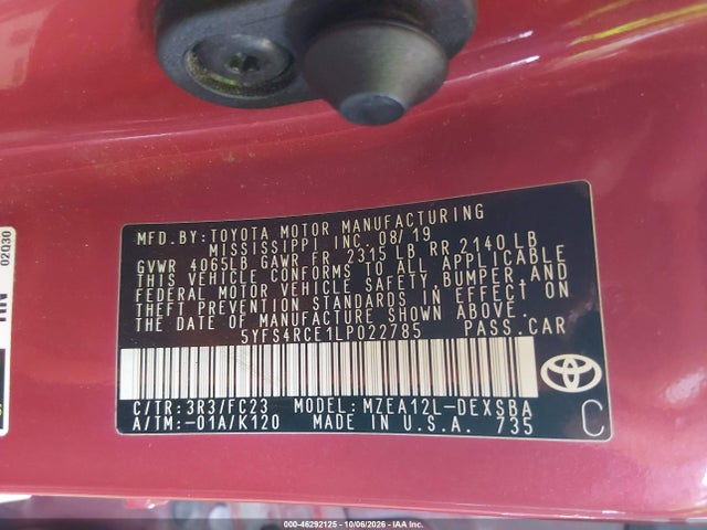 Toyota COROLLA SE 2020 5YFS4RCE1LP022785 Image 9