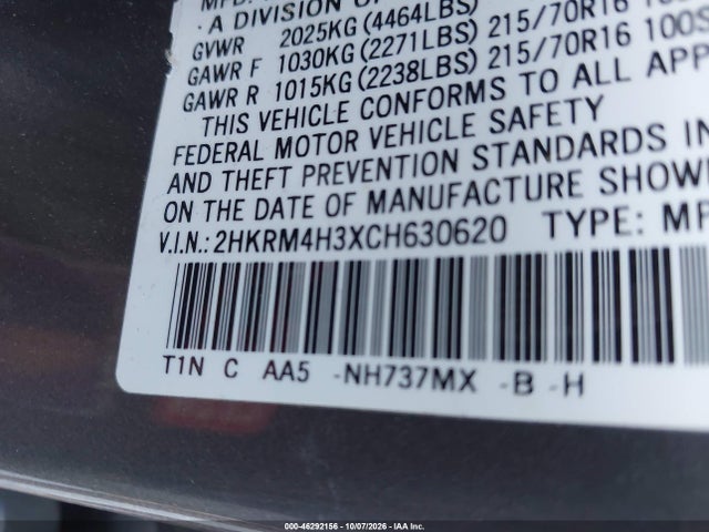 Aukcja sprzedaży 2012 Honda Cr-v Lx, vin: 2HKRM4H3XCH630620, numer aukcji: 46292156