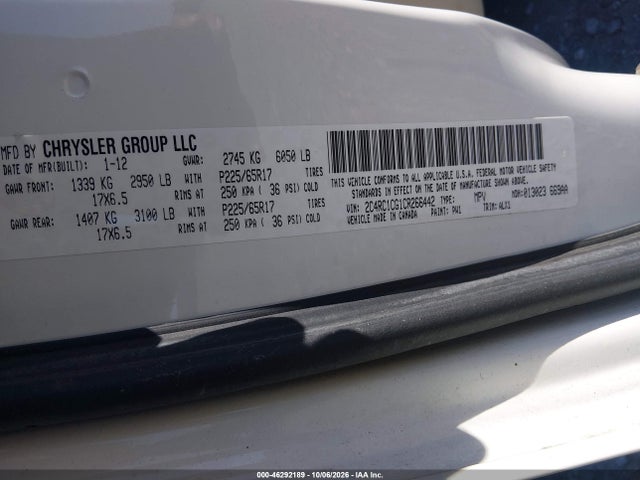Продаж на аукціоні авто 2012 Chrysler Town & Country Touring-l, vin: 2C4RC1CG1CR266442, номер лоту: 46292189