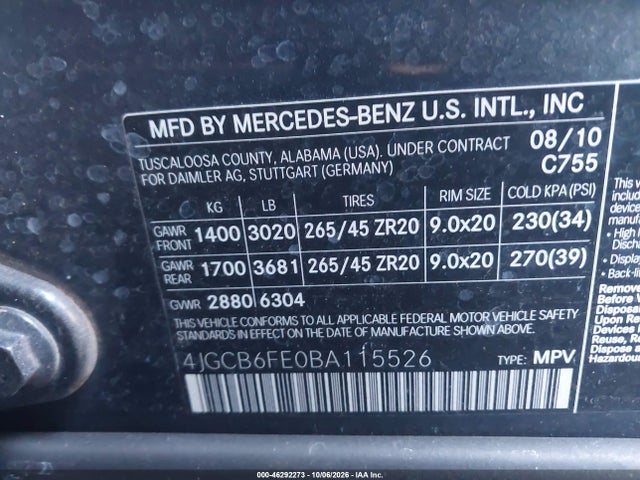 Продажа на аукционе авто 2011 Mercedes-benz R 350 4matic, vin: 4JGCB6FE0BA115526, номер лота: 46292273