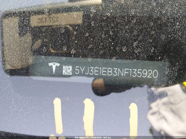 5YJ3E1EB3NF135920 Tesla Model 3 Long Range Dual Motor All-wheel Drive