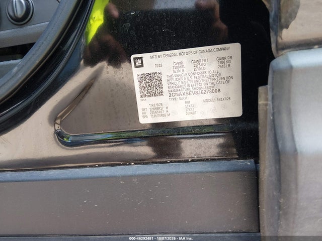 Aukcja sprzedaży 2018 Chevrolet Equinox Lt, vin: 2GNAXSEV8J6273008, numer aukcji: 46292481