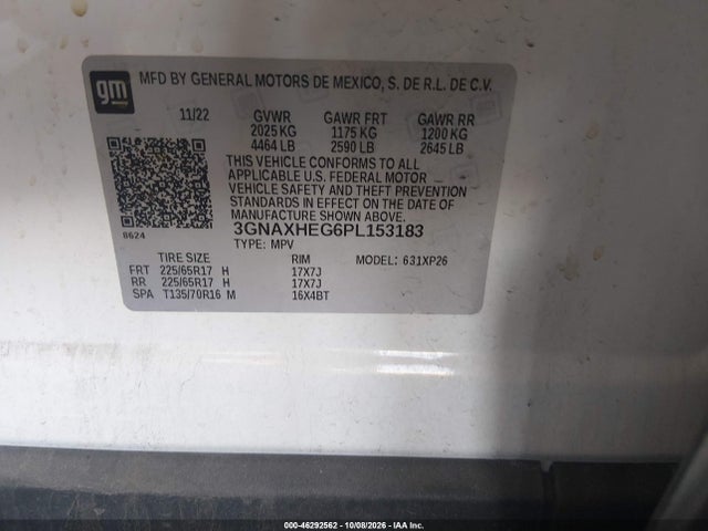 46292562 :رقم المزاد ، 3GNAXHEG6PL153183 vin ، 2023 Chevrolet Equinox Fwd Ls مزاد بيع
