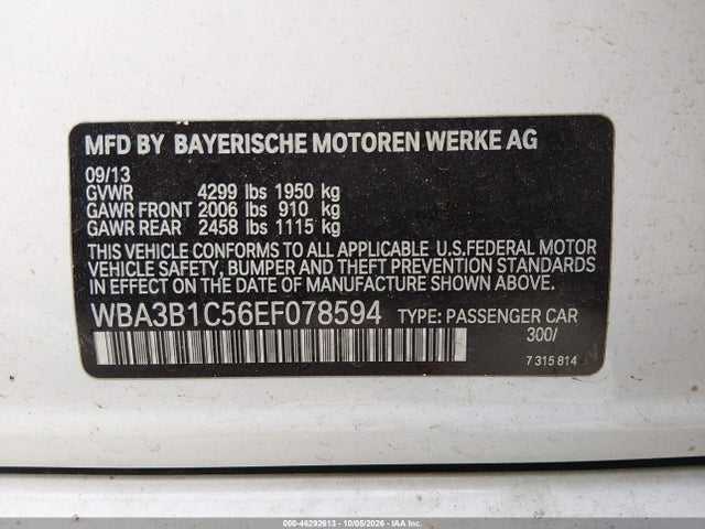 BMW 320i 2014 WBA3B1C56EF078594 Image 9