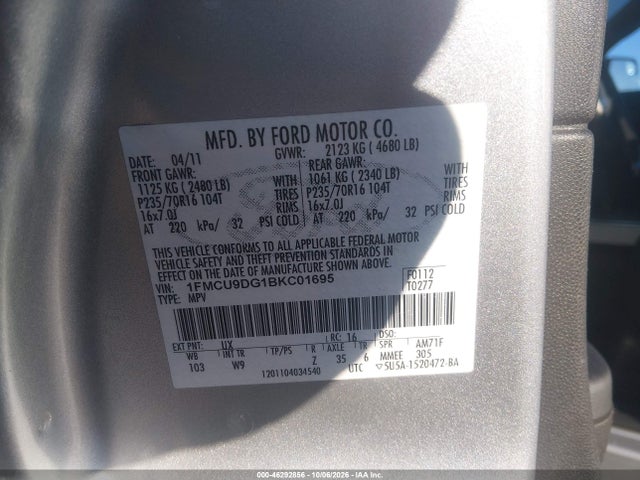 Продажа на аукционе авто 2011 Ford Escape Xlt, vin: 1FMCU9DG1BKC01695, номер лота: 46292856