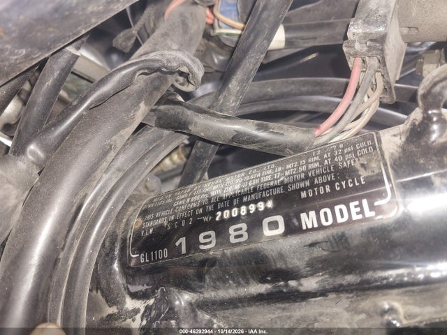 46292944 :رقم المزاد ، sc022008994 vin ، 1980 Honda Gl1100 مزاد بيع