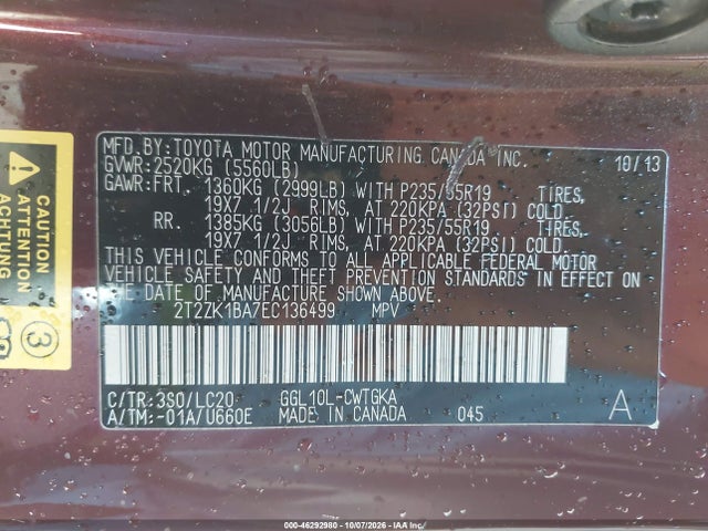 Lexus RX 350 2014 2T2ZK1BA7EC136499 Image 9
