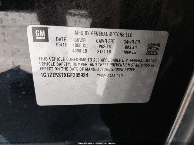 1G1ZE5STXGF305924 Chevrolet MALIBU 1LT