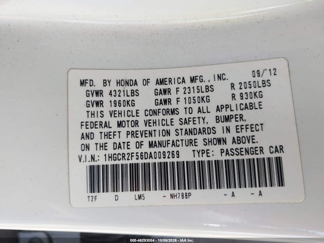 Aukcja sprzedaży 2013 Honda Accord Sport, vin: 1HGCR2F56DA009269, numer aukcji: 46293054