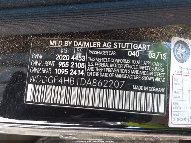 46293061 :رقم المزاد ، WDDGF4HB1DA862207 vin ، 2013 Mercedes-benz C 250 Sport مزاد بيع