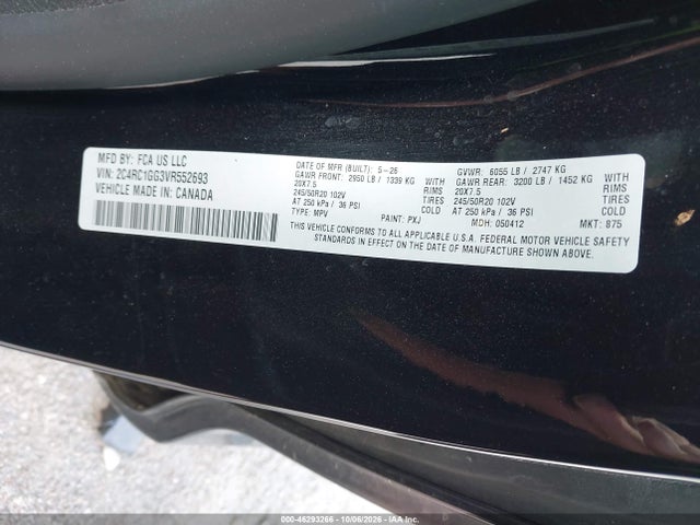 46293266 :رقم المزاد ، 2C4RC1GG3VR552693 vin ، 2027 Chrysler Pacifica مزاد بيع