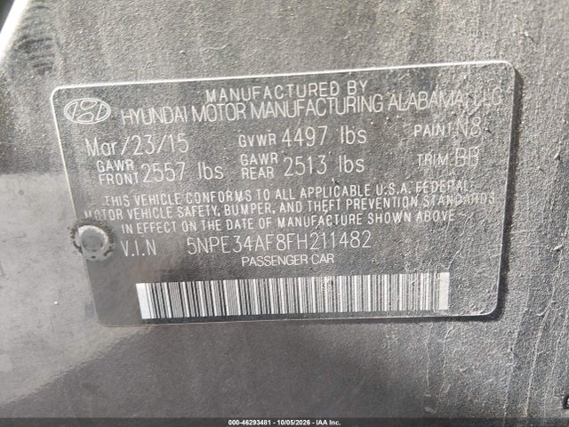 Продажа на аукционе авто 2015 Hyundai Sonata Sport, vin: 5NPE34AF8FH211482, номер лота: 46293481