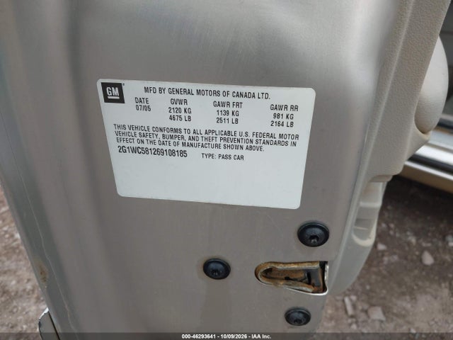 Aukcja sprzedaży 2006 Chevrolet Impala Lt, vin: 2G1WC581269108185, numer aukcji: 46293641