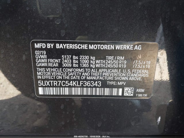 BMW X3 Sdrive30i 2019 5UXTR7C54KLF36343 Image 9