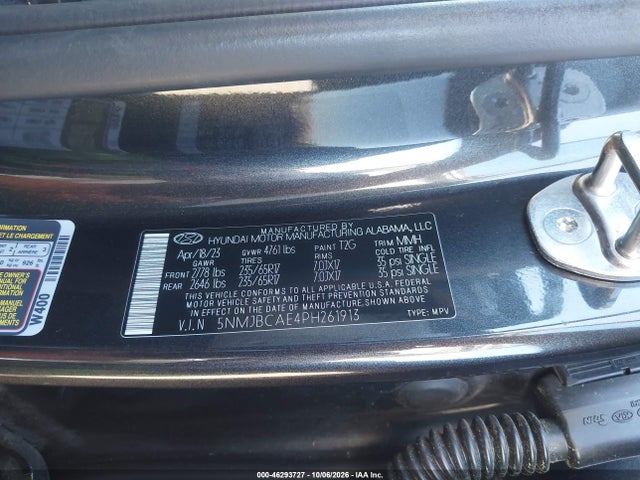 Продаж на аукціоні авто 2023 Hyundai Tucson Sel, vin: 5NMJBCAE4PH261913, номер лоту: 46293727