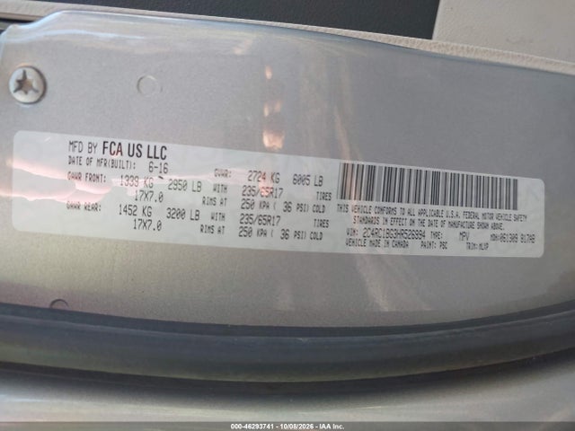 Продаж на аукціоні авто 2017 Chrysler Pacifica Touring-l, vin: 2C4RC1BG3HR526994, номер лоту: 46293741