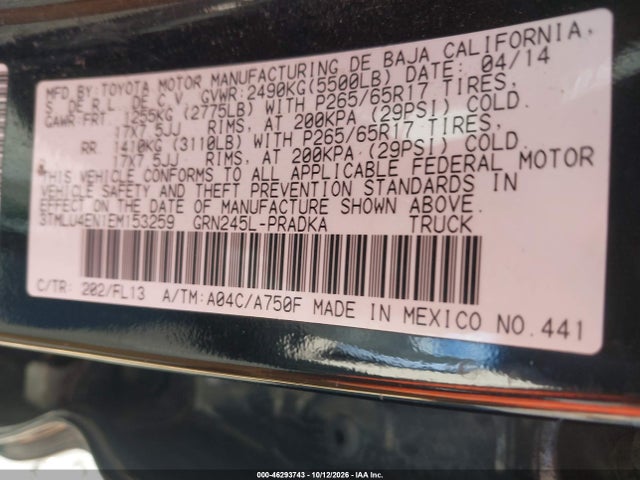 Toyota Tacoma Base V6 2014 3TMLU4EN1EM153259 Image 9