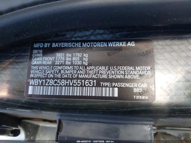 BMW I3 94 Ah W/range Extender 2017 WBY1Z8C58HV551631 Image 9