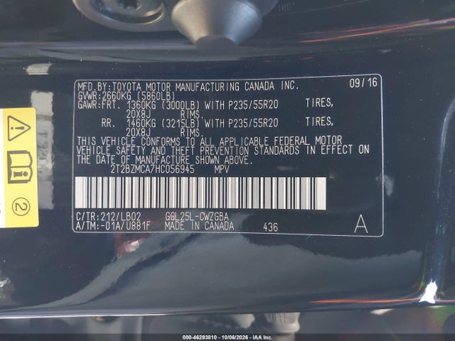 Продаж на аукціоні авто 2017 Lexus Rx 350, vin: 2T2BZMCA7HC056945, номер лоту: 46293810