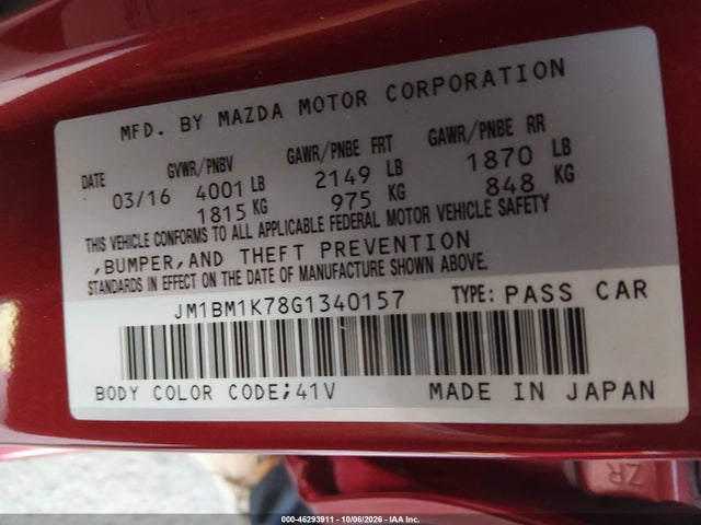 JM1BM1K78G1340157 Mazda Mazda3 I Sport