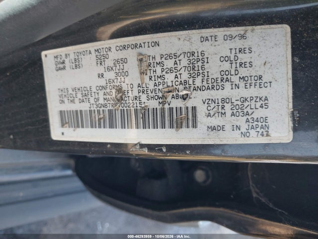 46293959 :رقم المزاد ، JT3GN87RXV0022151 vin ، 1997 Toyota 4runner Sr5 V6 Limited مزاد بيع