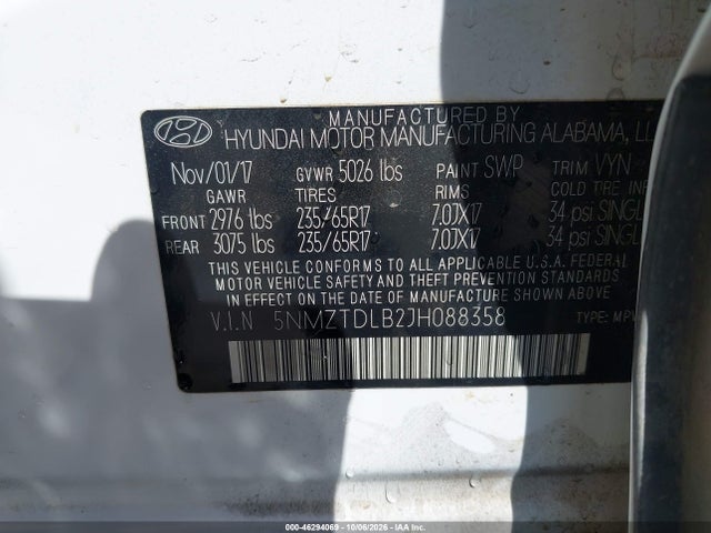 Продажа на аукционе авто 2018 Hyundai Santa Fe Sport 2.4l, vin: 5NMZTDLB2JH088358, номер лота: 46294069