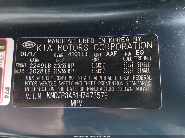 KIA SOUL + 2017 KNDJP3A51H7473579 Image 9