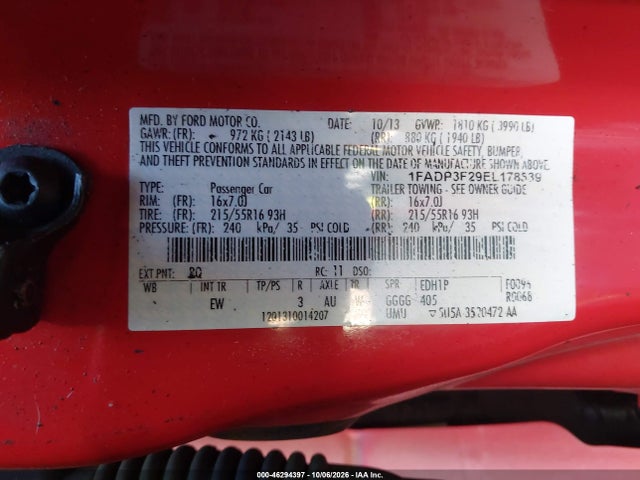 Ford FOCUS SE 2014 1FADP3F29EL178539 Image 9