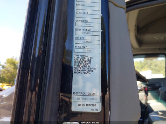 Продаж на аукціоні авто 2018 Kenworth T680, vin: 1XKYD49X4JJ194630, номер лоту: 46294492