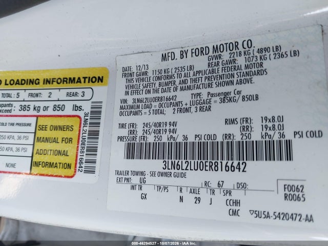 Продажа на аукционе авто 2014 Lincoln Mkz Hybrid, vin: 3LN6L2LU0ER816642, номер лота: 46294527