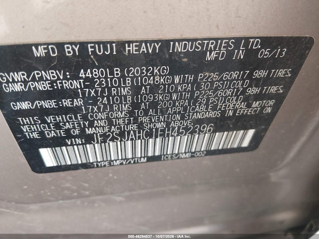 46294537 :رقم المزاد ، JF2SJAHC1EH452396 vin ، 2014 Subaru Forester 2.5i Limited مزاد بيع