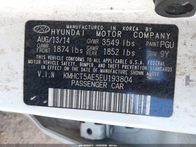 Продажа на аукционе авто 2014 Hyundai Accent Gs, vin: KMHCT5AE5EU193804, номер лота: 46294572