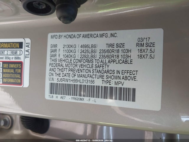 5J6RW1H56HL013156 Honda CR-V EX