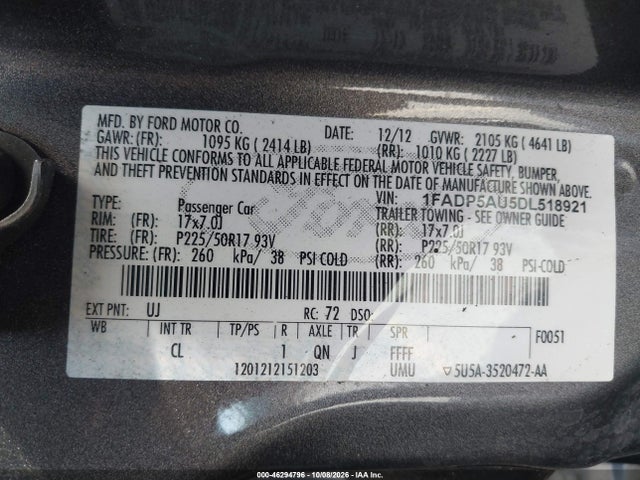 2013 Ford C-max Hybrid Se მანქანა იყიდება აუქციონზე, vin: 1FADP5AU5DL518921, აუქციონის ნომერი: 46294796