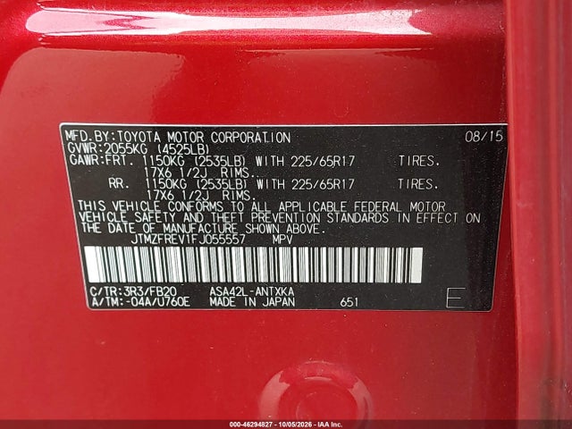 Toyota RAV4 LE 2015 JTMZFREV1FJ055557 Image 8