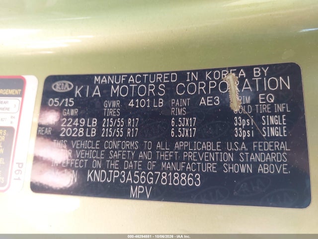 KIA SOUL + 2016 KNDJP3A56G7818863 Image 9