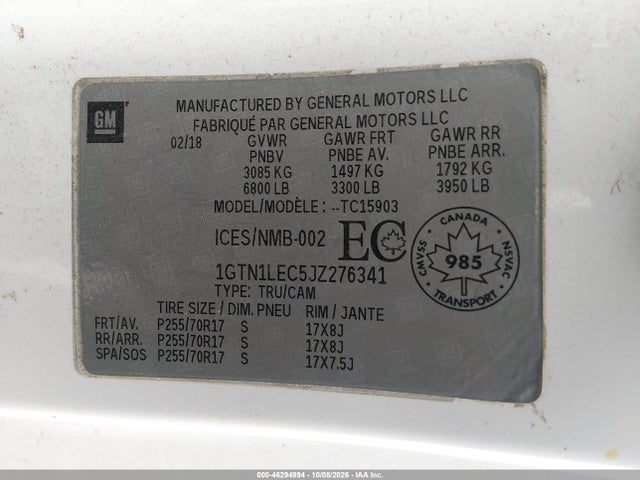 1GTN1LEC5JZ276341 GMC SIERRA 1500