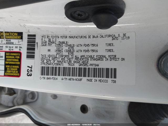 46295004 :رقم المزاد ، 3TMCZ5AN7LM309671 vin ، 2020 Toyota Tacoma Sr V6 مزاد بيع