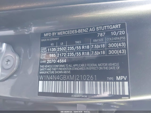 W1N4N4GBXMJ210261 Mercedes-Benz GLA 250