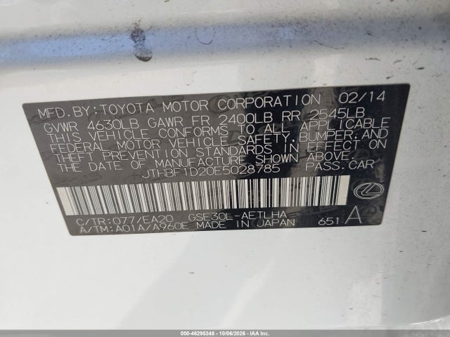 Lexus IS 250 2014 JTHBF1D20E5028785 Image 9