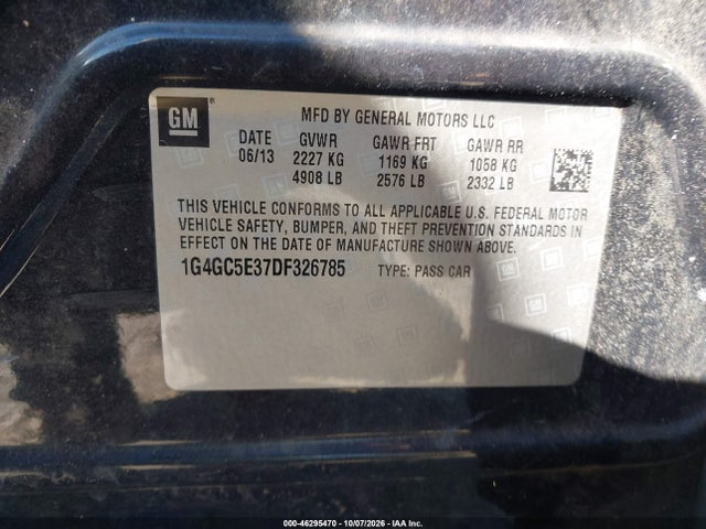 Продажа на аукционе авто 2013 Buick Lacrosse Leather Group, vin: 1G4GC5E37DF326785, номер лота: 46295470
