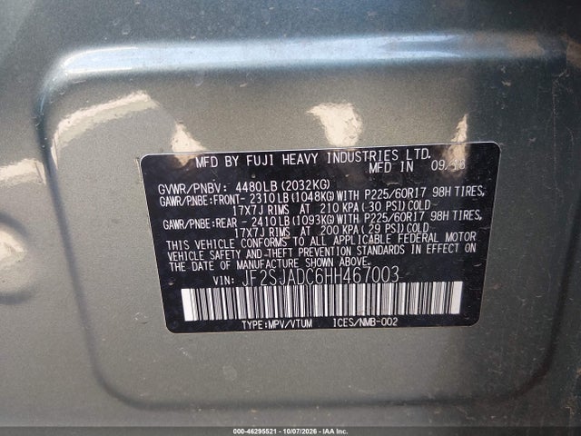 Subaru Forester 2.5i Premium 2017 JF2SJADC6HH467003 Image 9