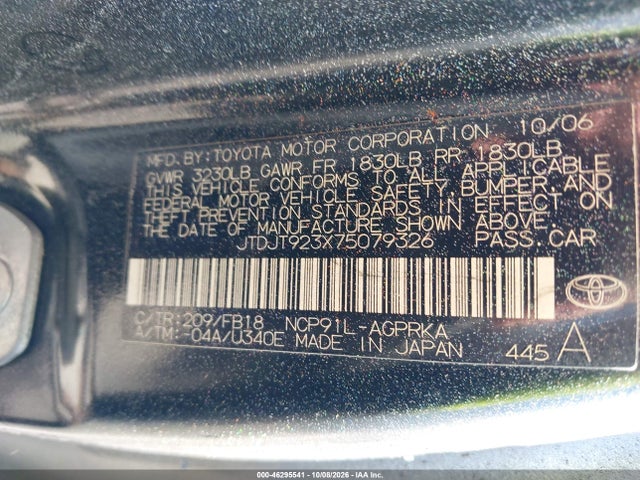 Aukcja sprzedaży 2007 Toyota Yaris, vin: JTDJT923X75079326, numer aukcji: 46295541