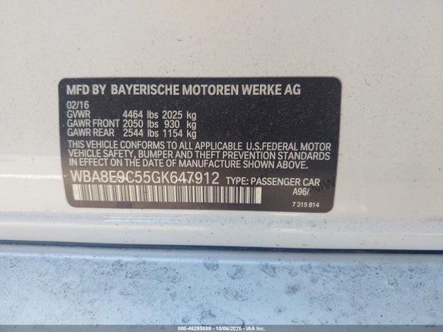 BMW 328I 2016 WBA8E9C55GK647912 Image 12