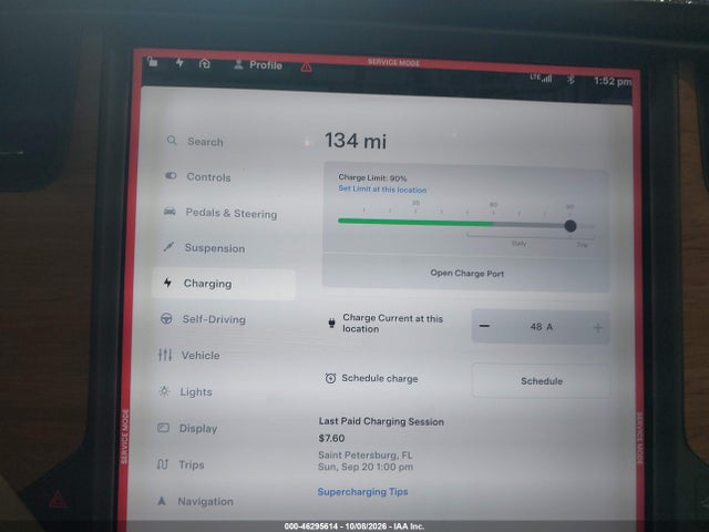 46295614 :رقم المزاد ، 5YJSA1E28JF297043 vin ، 2018 Tesla Model S 100d/75d/p100d مزاد بيع