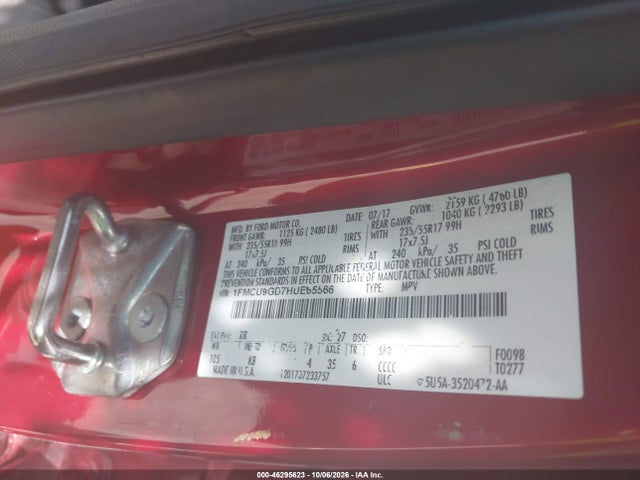 Продажа на аукционе авто 2017 Ford Escape Se, vin: 1FMCU9GD7HUE65566, номер лота: 46295623