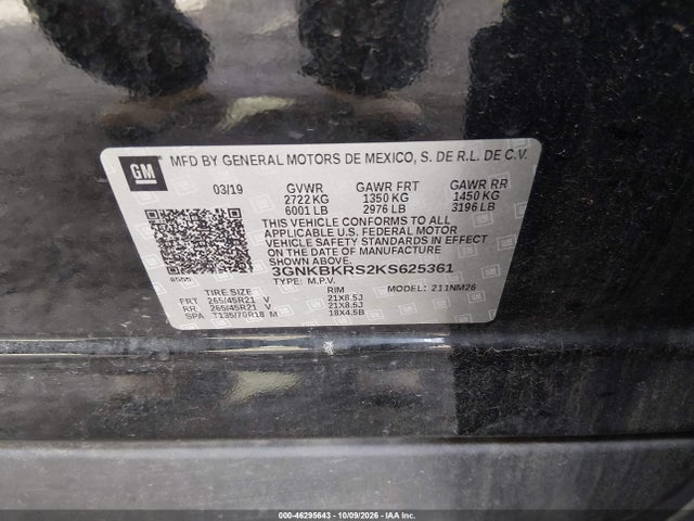 Продажа на аукционе авто 2019 Chevrolet Blazer Premier, vin: 3GNKBKRS2KS625361, номер лота: 46295643